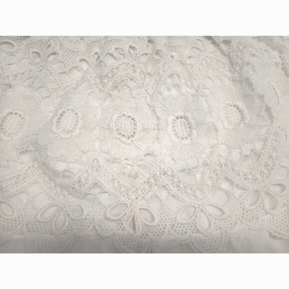 Vintage Hostess Apron Overskirt Fancy White double layer embroidery lace overlay - Picture 7 of 12